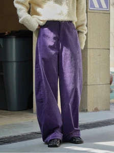 Korean Womens Corduroy Casual Pants Straight Leg Loose Fit Thicken Trousers New - Picture 1 of 16