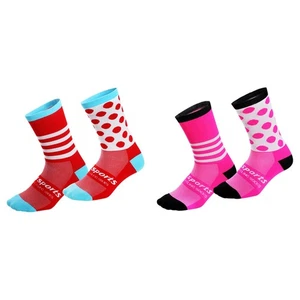 2 Paar Fahrradsocken Reiten Fahrrad Sport Söckchen XC MTB BMX pink rot - Bild 1 von 11