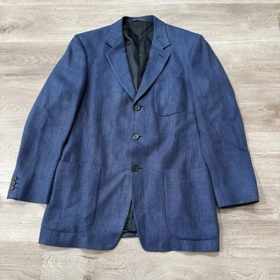 Vintage Ermenegildo Zegna Blazer Linen Rayon Wool Sport Coat 48R EU/38R US Blue - Image 1 of 4