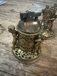 Vintage 3 Piece Set Globe 24 Kt.gold Plated, Lighter , Ashtray And Vase Holder. - Picture 1 of 15