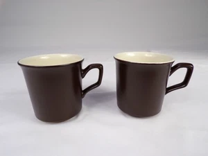 Two Vintage Nikko Arrowhead Stoneware Mugs Cups Espresso Brown 7oz K25 - Picture 1 of 5