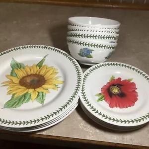 12 -Portmeirion Botanic Garden Melamine , 4 Dinner, 4 Lunch Plates, 4 Bowls - Picture 1 of 5