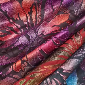 Tela jacquard de gasa bordada metálica abstracta por yarda - Imagen 1 de 19