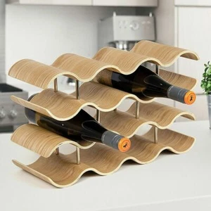 Wooden Wave Wine Rack/Creative Home Grape Wine Holder Shelf Cabinet/Bottle Rack - Picture 1 of 12