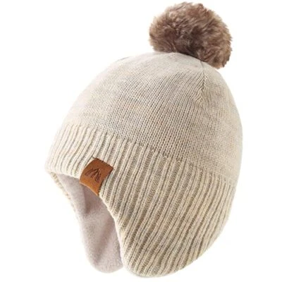  Bebés Niños Sombreros Niño Gorros para Niños Invierno Vellón Invierno 6-12 Meses Beige Foto 1 de 4
