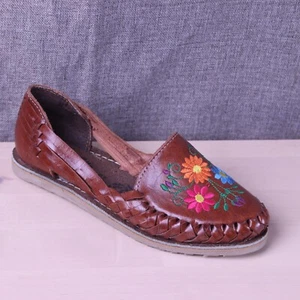 Artemia Leather Womens 6 Shoes Mex 23 Huaraches Mexican Woven Embroidered Color - Picture 1 of 13