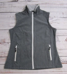 Roper Gray White Trim Outerwear Soft Shell Vest Jacket Mock Neck Womens Large - Picture 1 of 11