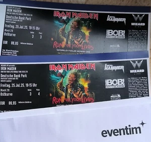 2 Iron Maiden Tickets für 25.07.25 Frankfurt, Run For Your Lives - Tour - Bild 1 von 1