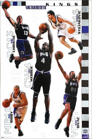 Sacramento Kings 2001-02 STARTING FIVE 22x34 POSTER (Webber, Peja, Bibby, Divac) Cover