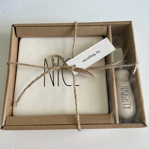 Rae Dunn Naughty & Nice Cheese Plate & Knife Set - by Magenta Artisan Collection - Picture 1 of 4