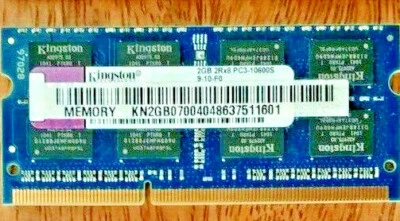 KINGSTON KN2GB070040 (2GB DDR3 PC3-10600 1333MHz SODIMM 204-pin) DRAM - c - Image 1 of 2