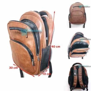 zaino uomo in pelle vintage borsa ottima qualità comodo multitasche marrone zip - Foto 1 di 5