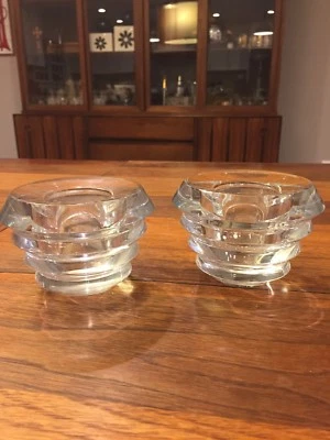 IMPRESIONANTE PAR DE CANDELABROS DE CRISTAL DE CRISTAL MODERNOS MEDIADOS DE SIGLO MCM DE COLECCIÓN Foto 1 de 4