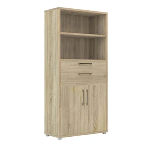 Prima Bookcase | 2 Shelves 2 Drawers 2 Doors Stylish Unit | Fast UK Delivery - Picture 1 of 30