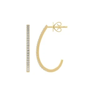 14k Yellow Gold Round Lab Grown Diamond Fashion Hoop Earrings For Women - Picture 1 of 5