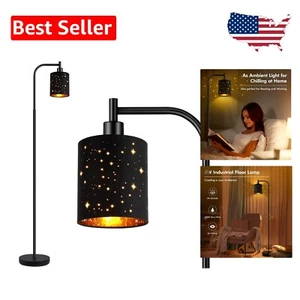 Industrial Floor Lamp with Foot Switch & 6W LED Bulb - Vintage Metal Design - Picture 1 of 10