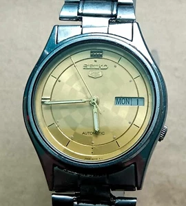 Vintage Seiko 5 Automatic 7009-3180 BMBY Oct 93 Men's Watch Yellow Dial - Picture 1 of 6