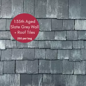 Dolls House 1:35th Scale 250 x Styrene Miniature Roof Tiles - Aged Slate Grey - Picture 1 of 8