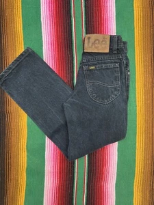 Vintage Kids Jeans Lee Black Denim Size Kid's 10 Punk Grunge Pants Youth Medium - Picture 1 of 7