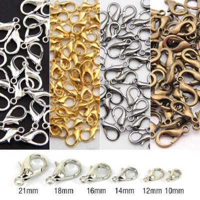 100Pcs 10/12/14/16mm Lobster Clasp Clip Hook Jewellery Finding Making Craft - Image 1 of 4