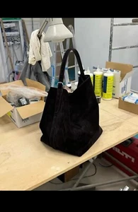Large Genuine Italian Suede Tote Shoulder Bag - Picture 1 of 4