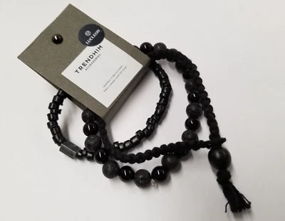 Lucleon Pack Of Three Black Lava Rock, Onyx, & Coconut Beaded Bracelets - Image 1 of 4