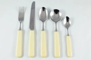New Genuine Cream Handled 5 Piece Place Setting Mirror Finish Made In Sheffield - Picture 1 of 8