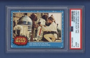 1977 OPC Star Wars 1st series #14 LUKE CHECKS OUT HIS NEW DROID PSA 9 MT LOW POP