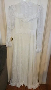 Vintage 70's Dance  Ivory Victorian Wedding Dress   Pre-owned  - Picture 1 of 23