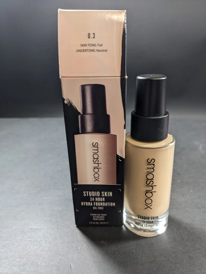 SMASHBOX STUDIO SKIN 24 HOUR HYDRA FOUNDATION - 0.3 FAIR/NEUTRAL (A22) - BNIB - Image 1 of 1