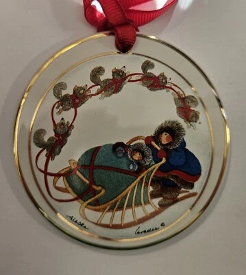 Barbara Lavallee Dogsledding Ornament Number 5951 Husky / Malamute  - Image 1 of 2