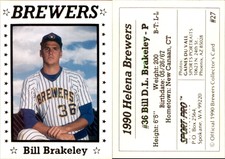 Bill Brakeley 1990 Sport Pro Helena Brewers #27 Card *AutographDen*