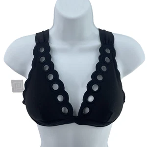 River Island Scallop Bikini Top, Size UK 6, Black, RRP £28 - Picture 1 of 15