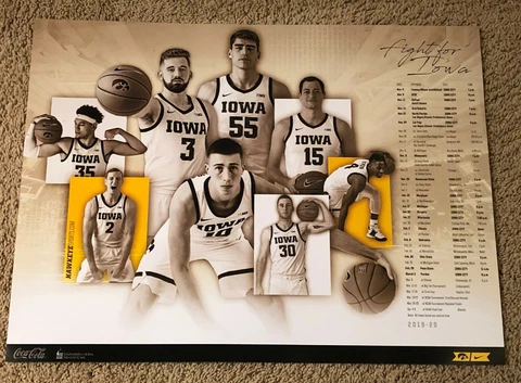 2019-2020 OFFICIAL IOWA HAWKEYES MEN'S BASKETBALL POSTER *LUKA GARZA*  DEAL Cover