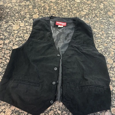 复古牧马人英雄皮革背心黑色西部牛仔 Rodeo 男式 M 码 — 第 1/4 张图片