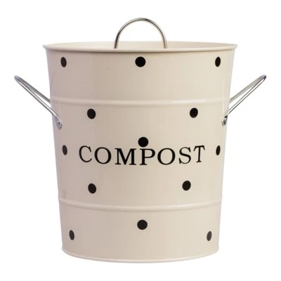 Komposteimer Küche Metall Blech Creme – Bio Abfalleimer mit Deckel Landhausstil - Bild 1 von 4