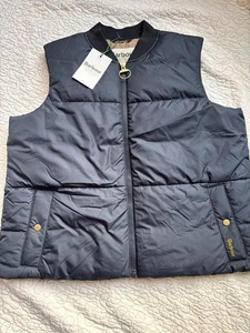Barbour Women's Quilted Bomber Style Navy Vest Size 14 - Picture 1 of 7