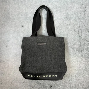 Vintage Polo Sport Tasche Grau Filz Tasche Bag Handtasche - Picture 1 of 5