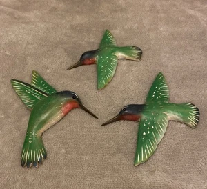 Hand Painted Wood Hummingbirds Made in Indonesia *Set of 3* - Picture 1 of 9