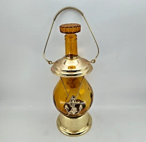 Vintage Braunglas musikalische Karaffe mit Anker Emblem spielt "Wie trocken ich bin" FUNKTIONIERT - Bild 1 von 10