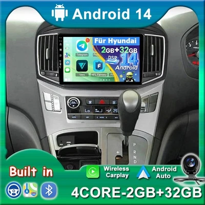 2G+32GB CARPLAY AUTORADIO FÜR HYUNDAI H1 2007-2015 ANDROID 14 GPS DSP KAMERA AHD - Bild 1 von 4