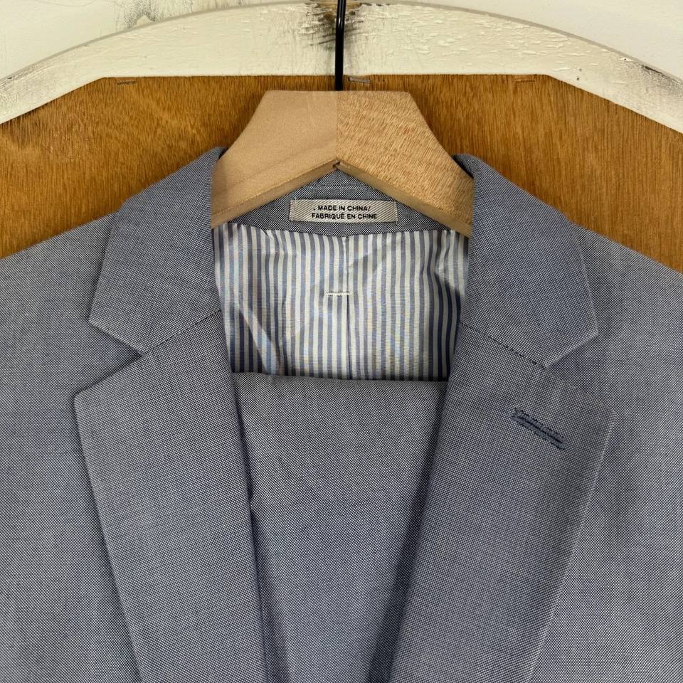 Traje Express Para Hombre 36S Gris 2 Botones Fotógrafo Calce Ajustado 100% Algodón Pantalón 32x28 Foto 1 de 4