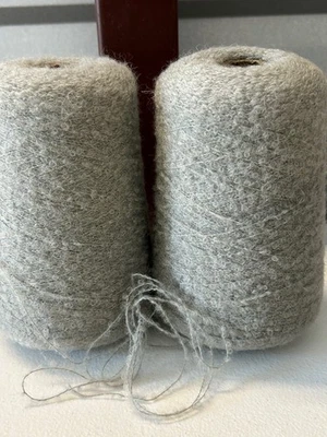 Lot 2 SOFT Spool Peru Boucle Baby Alpaca Yarn w/Nylon 1lb 2oz 534gr Grey 6009 C - Image 1 of 4