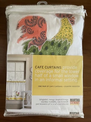 Juego de 2 cortinas de café Martha Stewart Country Rooster 58" X 24” nuevas en paquete Foto 1 de 4