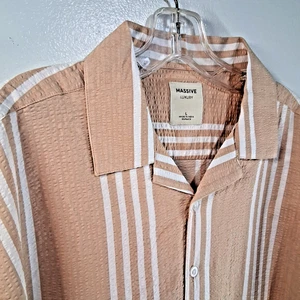 Camisa informal de lujo masiva de Nueva York para hombres manga corta con botones blanca tostada grande nueva con etiquetas - Imagen 1 de 11