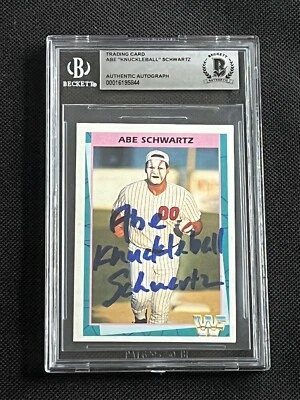 ABE “KNUCKLEBALL” SCHWARTZ 1995 MERLIN WWF SIGNED AUTOGRAPHED CARD BAS AUTHENTIC - Image 1 of 2