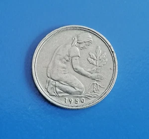 50 Pfennig Münze 1950 " D " Deutschland - Topzustand - für Sammler - Bild 1 von 2