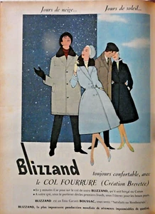 PUBLICITÉ DE PRESSE 1959 BLIZZAND LE COL FOURRURE CRÉATION BREVETÉE - Picture 1 of 1