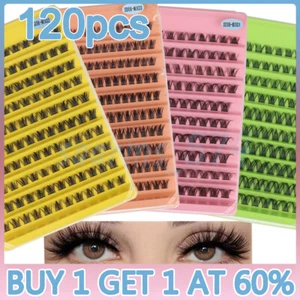 120Pcs Cluster Lashes Individual D Curl False Eyelashes Extensions 8-16mm Mixed - Picture 1 of 21