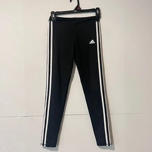 Adidas Girls Jogger Pants Size M (10/12) Black Striped Climalite Athletic - Picture 1 of 8